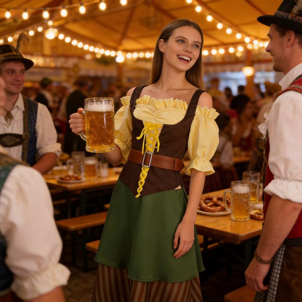 European Fantasy Dirndl Dress Cosplay Costume For Stage Performances