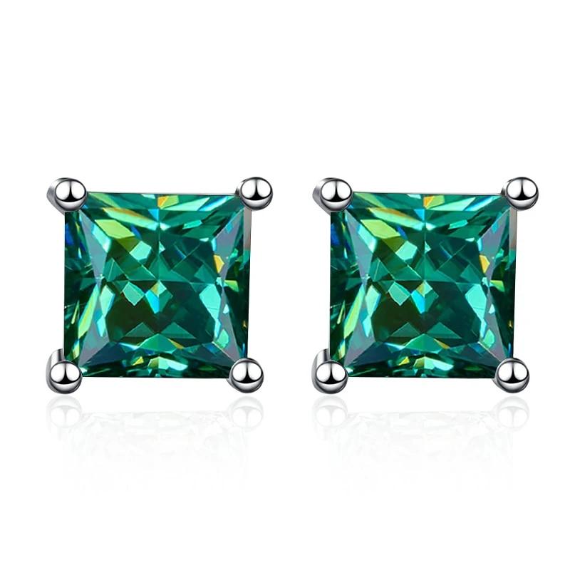 Cercei tip Moissanite cu design clasic de 1 carat pentru femeie Cercei cu formă pătrată din argint 925 pentru aniversare