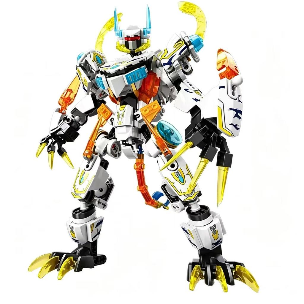 2in1 White Tiger Mecha Building Blocks Transformable Robot Building Blocks Animal Building Blocks DIY Boys Toy Holiday Gift