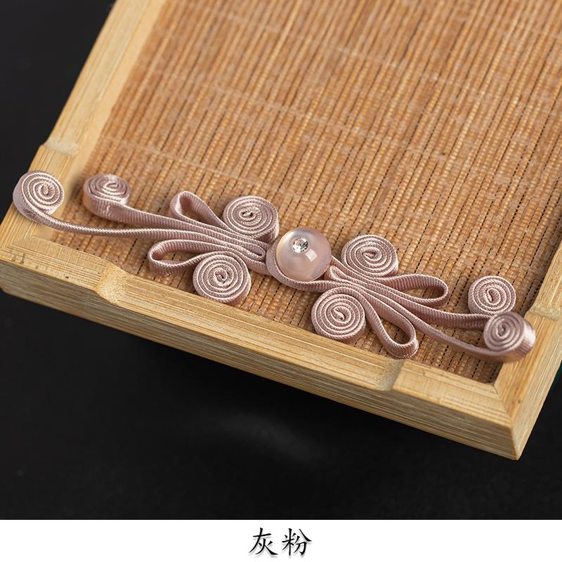 5 Pair New Chinese Hanfu Plate Button Jade Bead Four Wel Butterfly Button Chinese Style Hand Woven Button Qipao Decorative