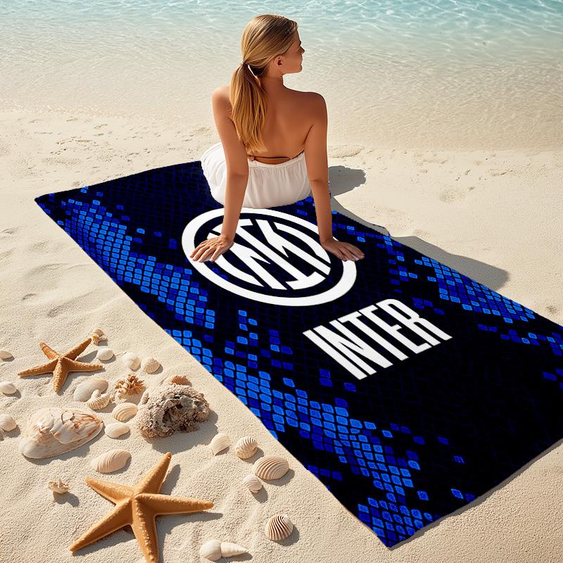 1pc Internazionale Milano Beach Towel, Comfortable and Thick, and Swimming/Bath/Picnic/Camping Towel, Suitable for Seaside Beaches