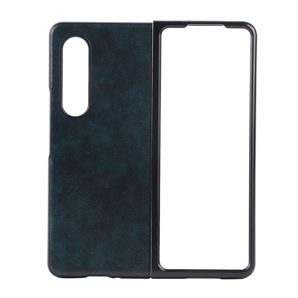 Business Leather Pattern Phone Case Shockproof Phone Cover for Samsung Galaxy Z Fold 3Blue