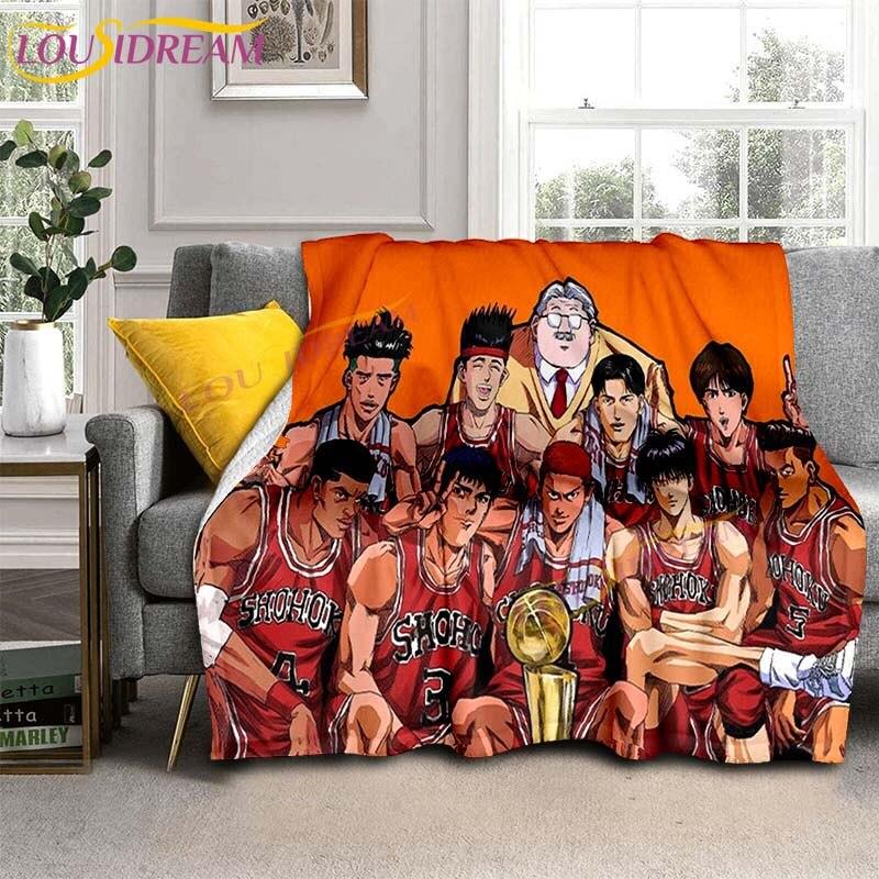 SLAM DUNK Blankets Slam Dunk Sakuraqi Flannel Blankets 3D Cartoon Throw Blankets for Bedroom Sofa Travel Camping Warm Blankets