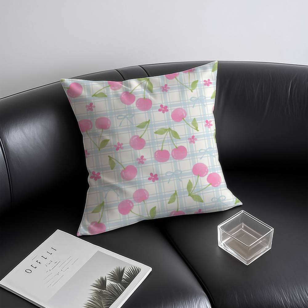 

Cherry-patterned floral print Pillow Case Anti-dustmite Invisible zipper Sofa Bed 12x12Inch