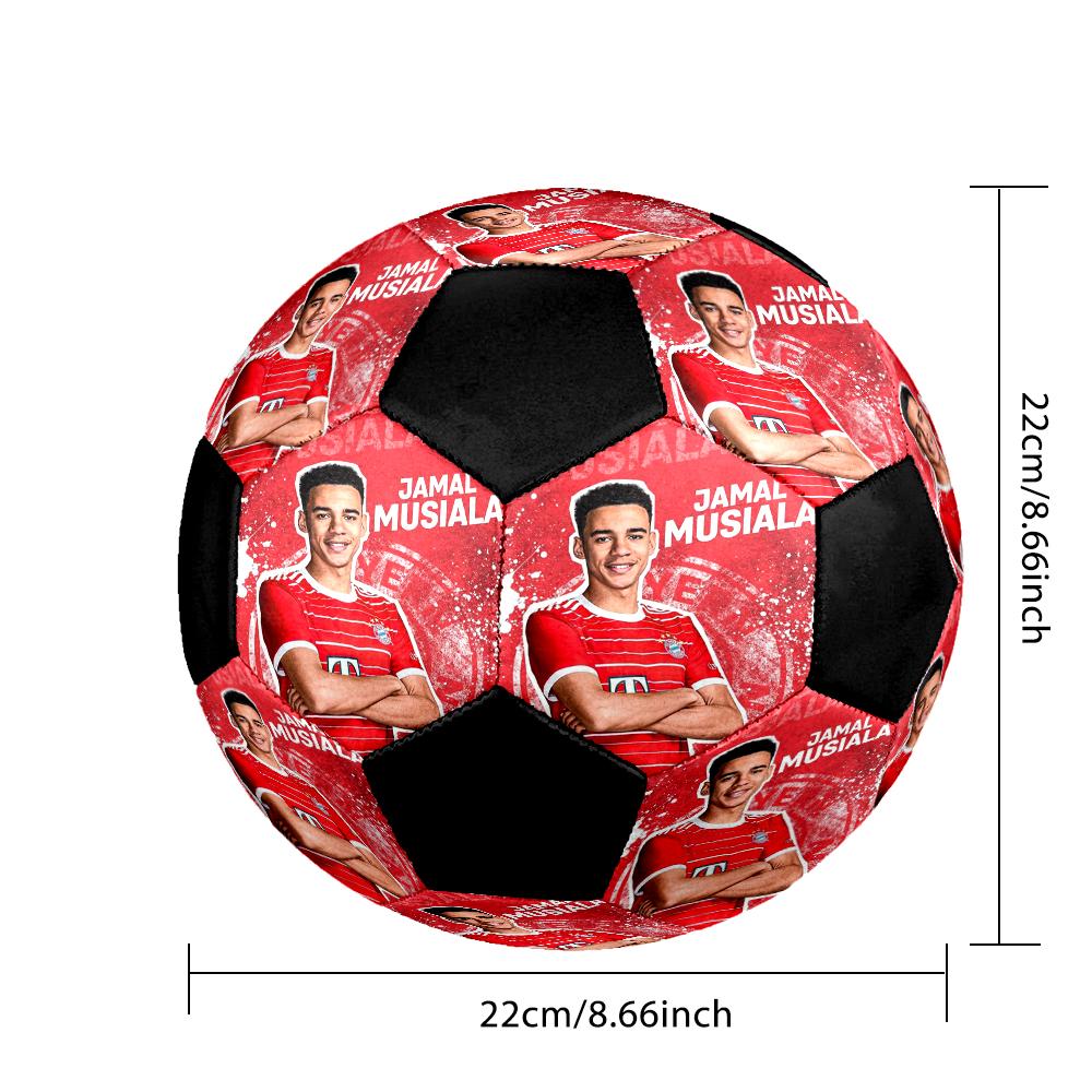 Jamal Musiala Ballon de Football en Salle Coloré Couture Machine PVC Taille 5 Entraînement d'Équipe Prêt pour la Compétition Durable Haut Rebond Cadeau Sportif Cool