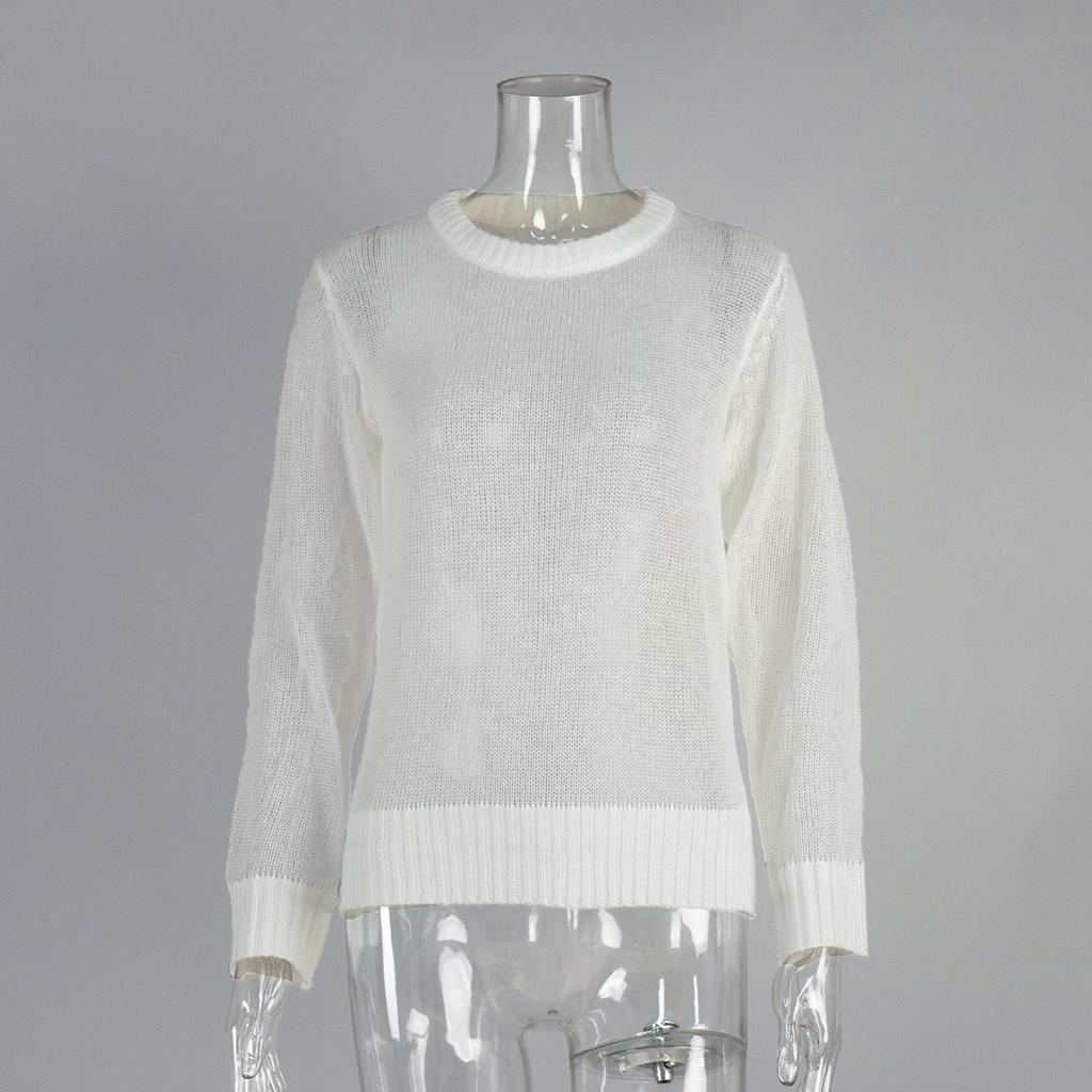Spring Summer Mohair Round Neck Sweater Women's Semi-transparent Design Comfortable Versatile Knitted Bottoming Top