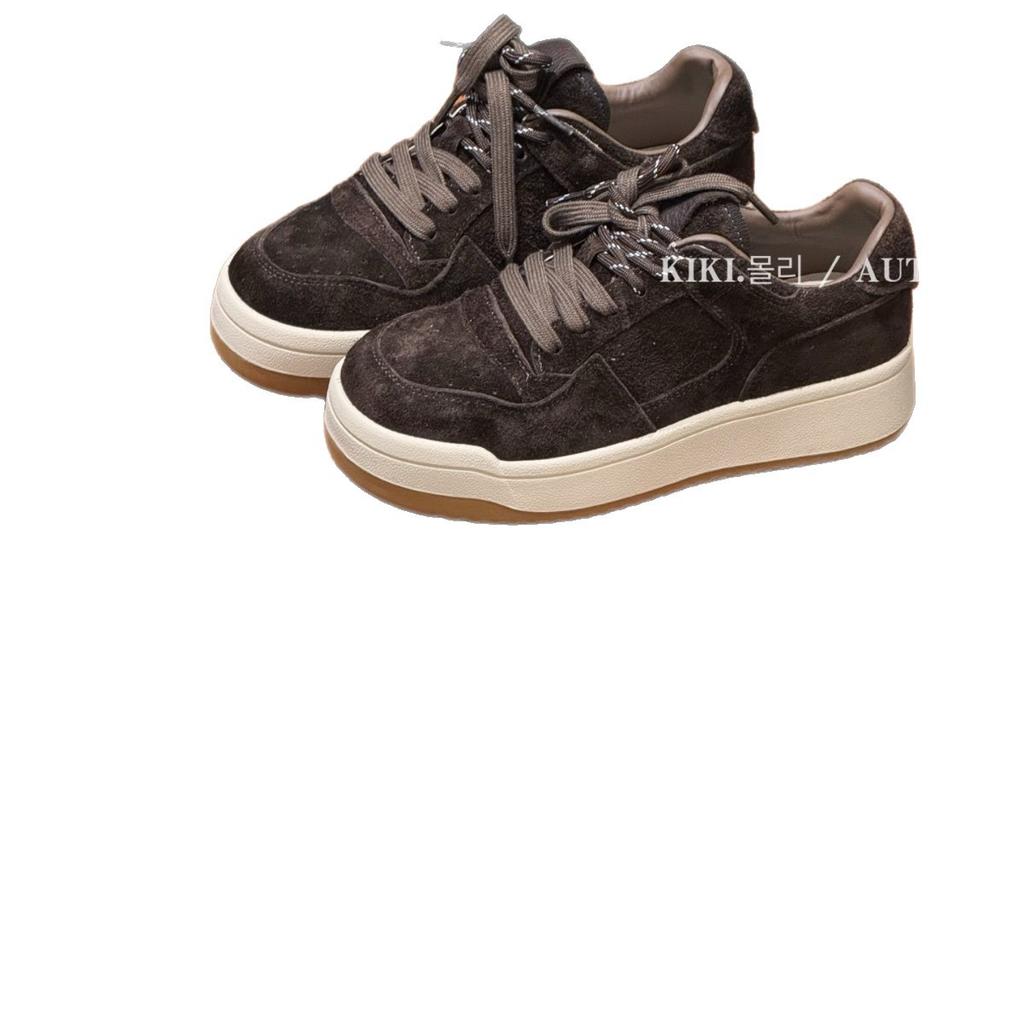 Niche ins tide double color ribbon German training shoes women's 2025 new thick sole heightening versatile casual sports shoes skateboard shoes