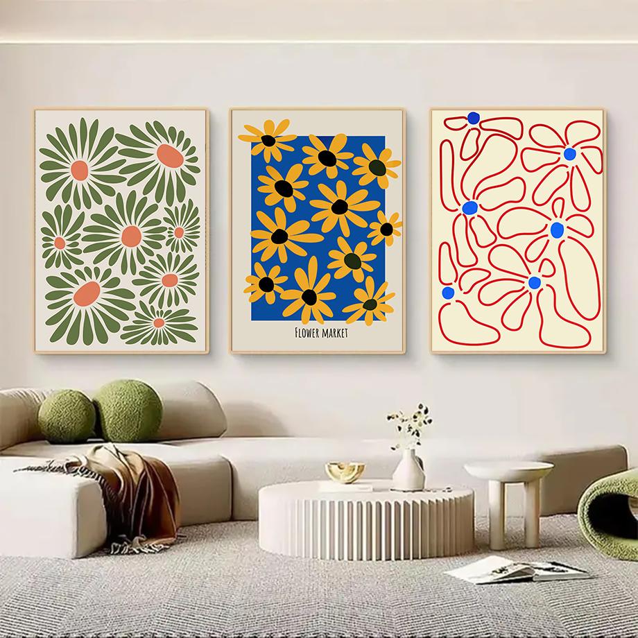 Abstract Flowers Wall Art Posters Gallery Prints Canvas Decorative Painting Wall Decoration Mural Pictures Living Room Decor