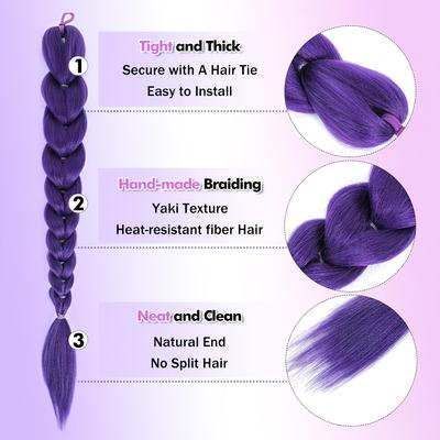 26-Zoll - Aussehende synthetische geflochtene Pferdeschwanz-Verlängerung mit elastischem Band - Umwickelbarer gerader geflochtener Pferdeschwanz Geeignet für Haartypen & Volumen