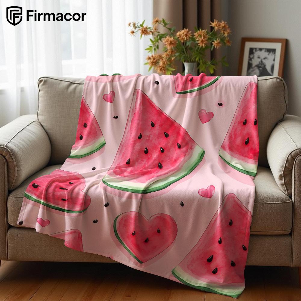 Watermelon Heart Lightweight Microfiber Soft Christmas Fleece Blanket Warm Cozy Throw for Bed Sofa Office Travel All Season