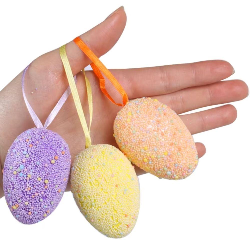 6Pcs Colorful Plastic Easter Eggs Pendant Easter Festival Decoration  Children's Gifts