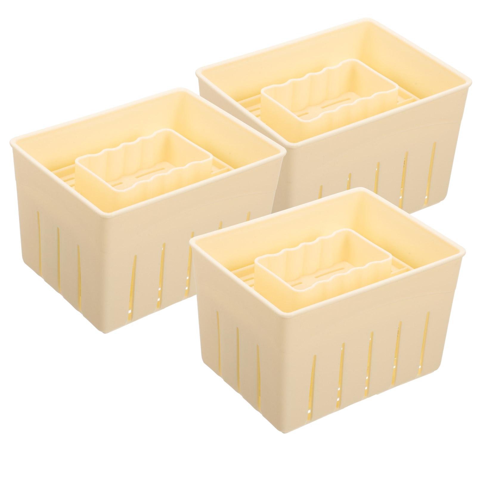3 Set Cheesepress Molds Tofu Press Tool Homemade Cheese Maker Household Butter Tools Kitchen Tofu Press Mould Making Tool colore giallo chiaro
