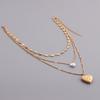 Temperament multi-layer love chain pearl can be opened peach heart pendant necklace female ins wind