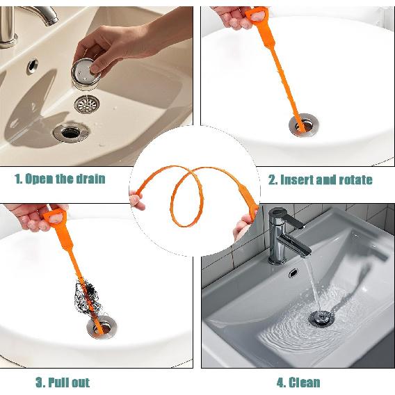 Drain Snake, Drain Clog Remover Tool, 3 Pack Cleaner Hair Remover, Sink Snake for Sewer Kitchen Sink Bathroom Tub Toilet