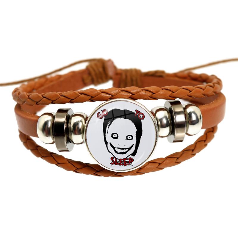 Fashion Accessory Gift For Kids Hot Creepypasta CREEPY PASTA TICCI TOBY Bracelet Glass Leather Bangle JEFF THE KILLER