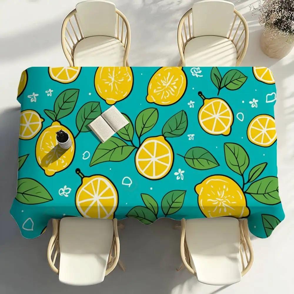 Tovaglia Limone Estiva Impermeabile Poliestere Coperta da Picnic Copritavolo da Campeggio Rettangolare Estetico Decorazione Tavolo da Cucina/Pranzo