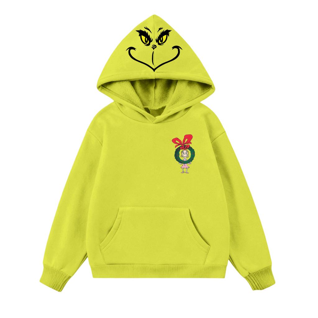 Children's Casual Round Neck Printed Pullover Long-sleeved Hooded Sweatshirt Top