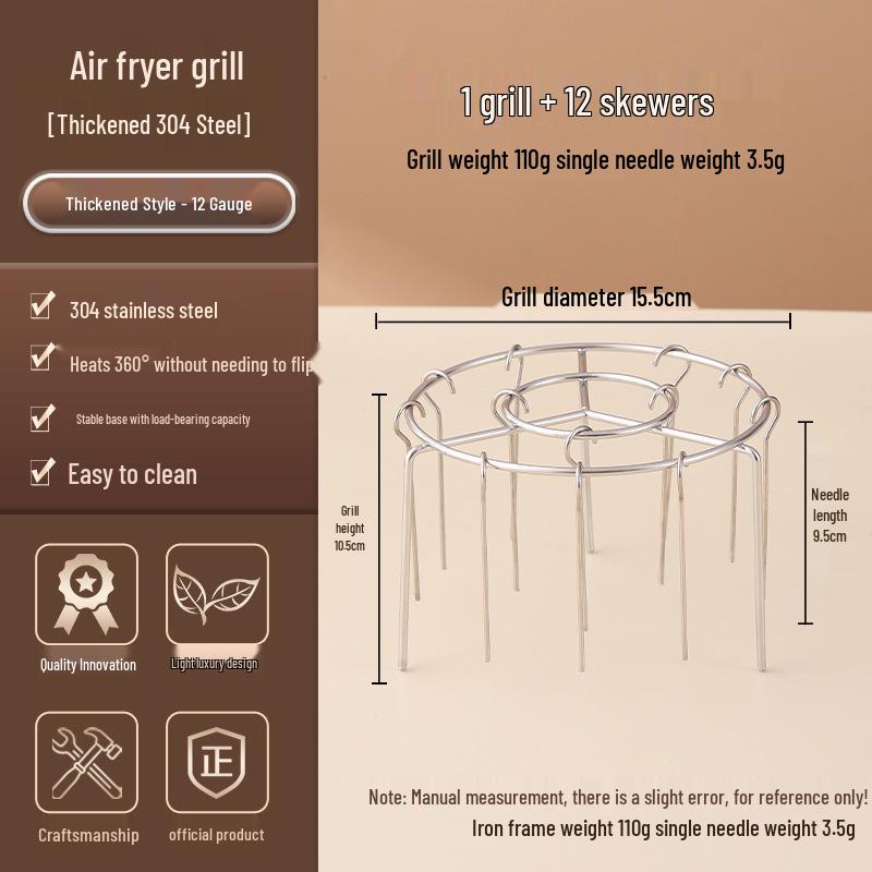 Stainless Steel Vertical BBQ Air Fryer Rack for Roasting Meat Skewers