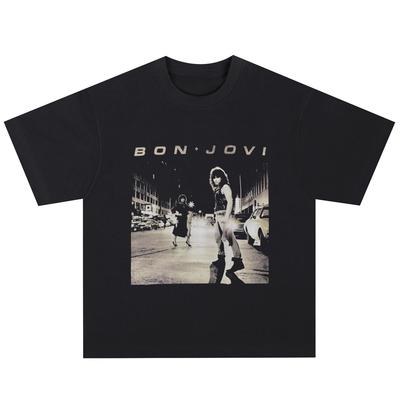 Camiseta Bon Jovi Masculina e Feminina Manga Curta Retro Banda de Metal Y2k Tops Marca de Luxo Camiseta Verão Roupa Masculina Streetwear