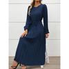 New Autumn Elegant Vintage Solid Color Pleated Long Sleeve Work Dress