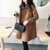 Women Fall Winter Trench Coat Double-breasted Thick Warm Vintage Woolen Mid Length