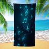 Glowing Blue Treble Clef Music Note Wavy Line Beach Towel Quick Dry Sandproof Large Towel for Beach Swim Trip