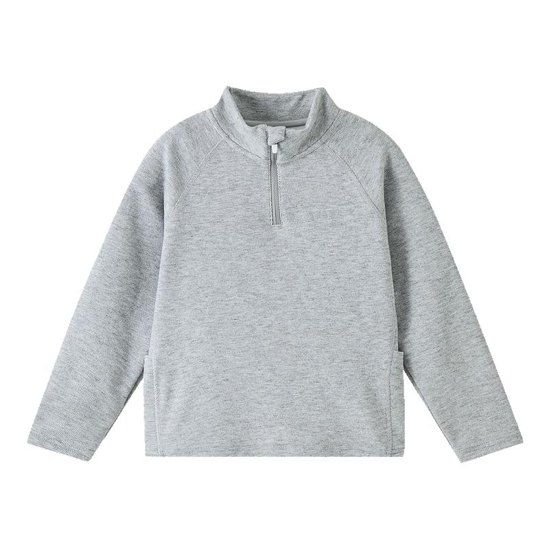 ASK JUNIOR Boys' Half-Placket Brushed Long Sleeve T-Shirt