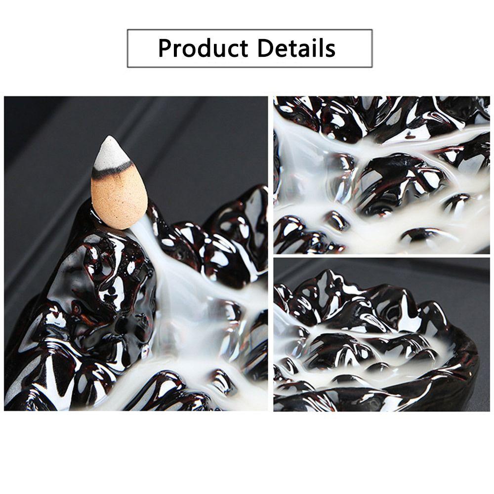 Ornaments Home Decor Aromatherapy Elegant Craft Backflow Ceramic Holder Incense Burner Smoke Censer