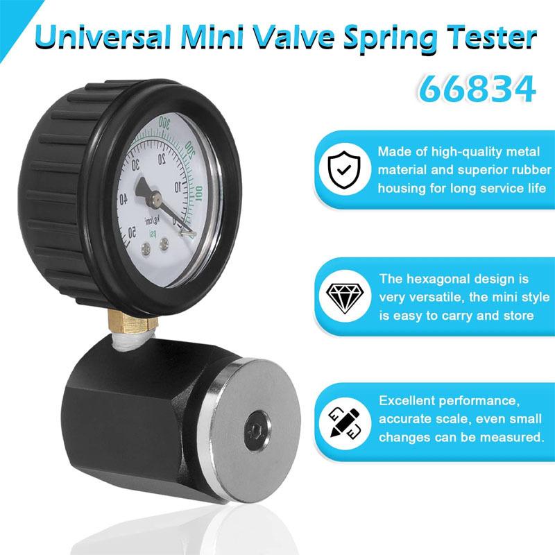 66834 Universal Mini Valve Spring Pressure Tester Gauge Double Scale Measuring Units , Measuring Range 0-700 Psi / 0-50 Kg-cm2