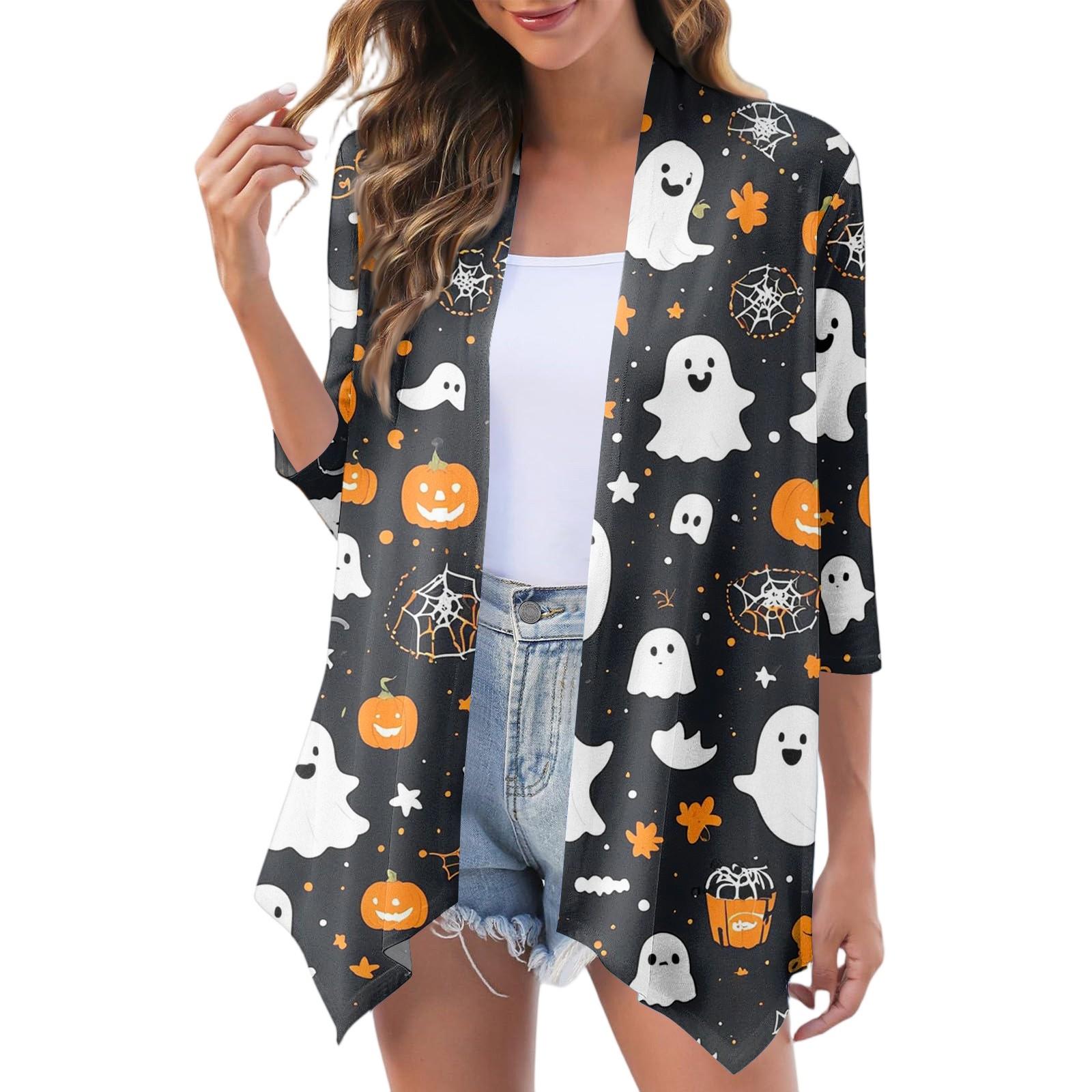 

Women s Fashion Casual Cozy Halloween Cardigan Jacket L чорний