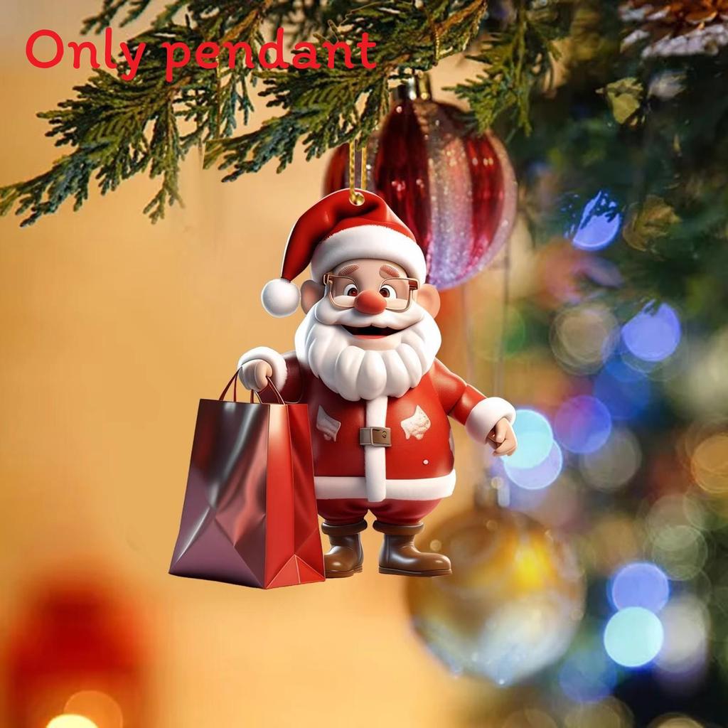 Cartoon Santa Cute Claus Pattern Acrylic Pendant For Christmas Decoration
