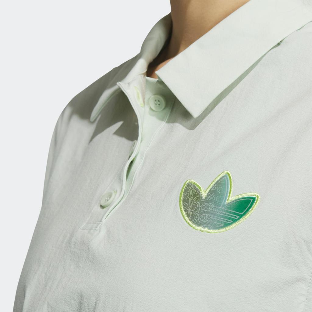 Adidas Originals Dress With Trefoil Logo And Drawstring Waist Short Sleeve Polo Women Dress Linen-Green IK8631