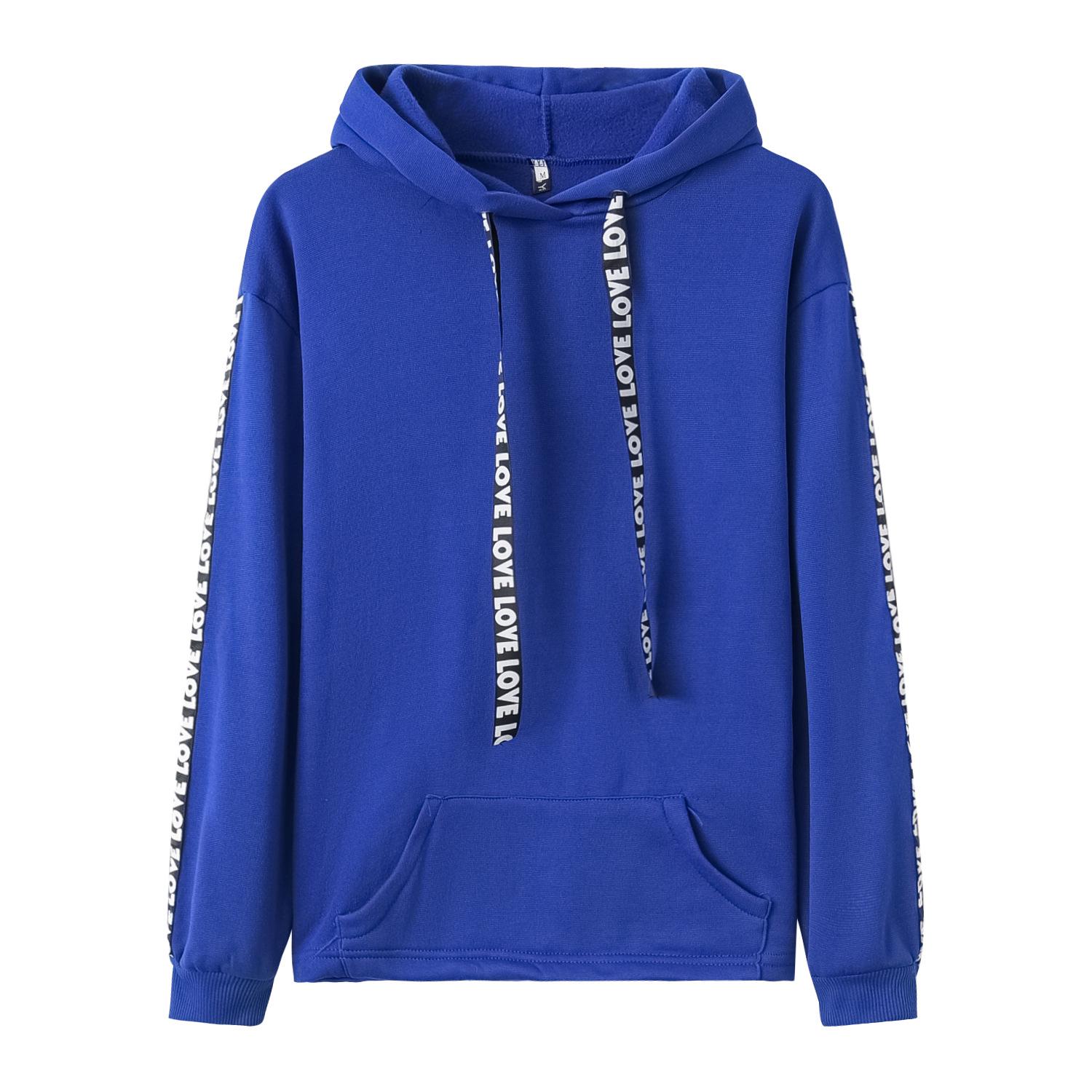 

Spring/Summer 2022 European & American Loose Slimming Letter Webbing Hooded Sweatshirt Small синій