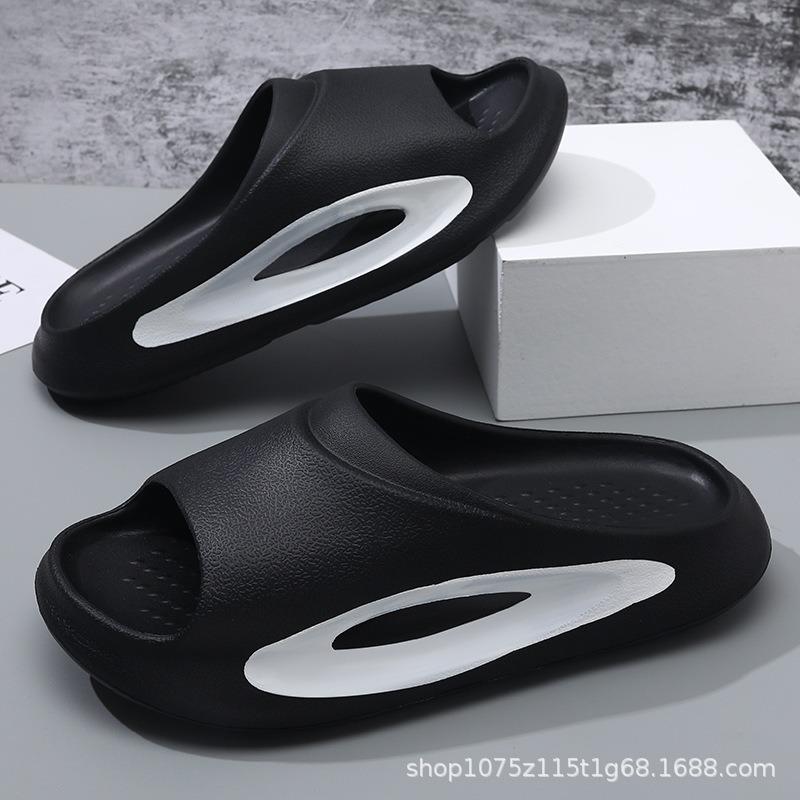 Summer New Male and Female Couples Two-color One-word Drag Thick-soled Non-slip Wear-resistant Fashionable Simple Outdoor Beach Sandals