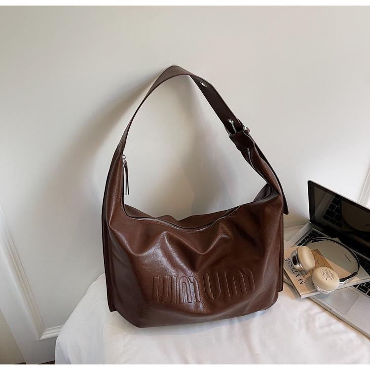 

Кожа с масляной восковой пропиткой, ретро-тоут, очень большая сумка, женская, 2025, новая, модная, большой вместимости, для поездок на работу, на плечо, сумка-мессенджер темно-коричневого