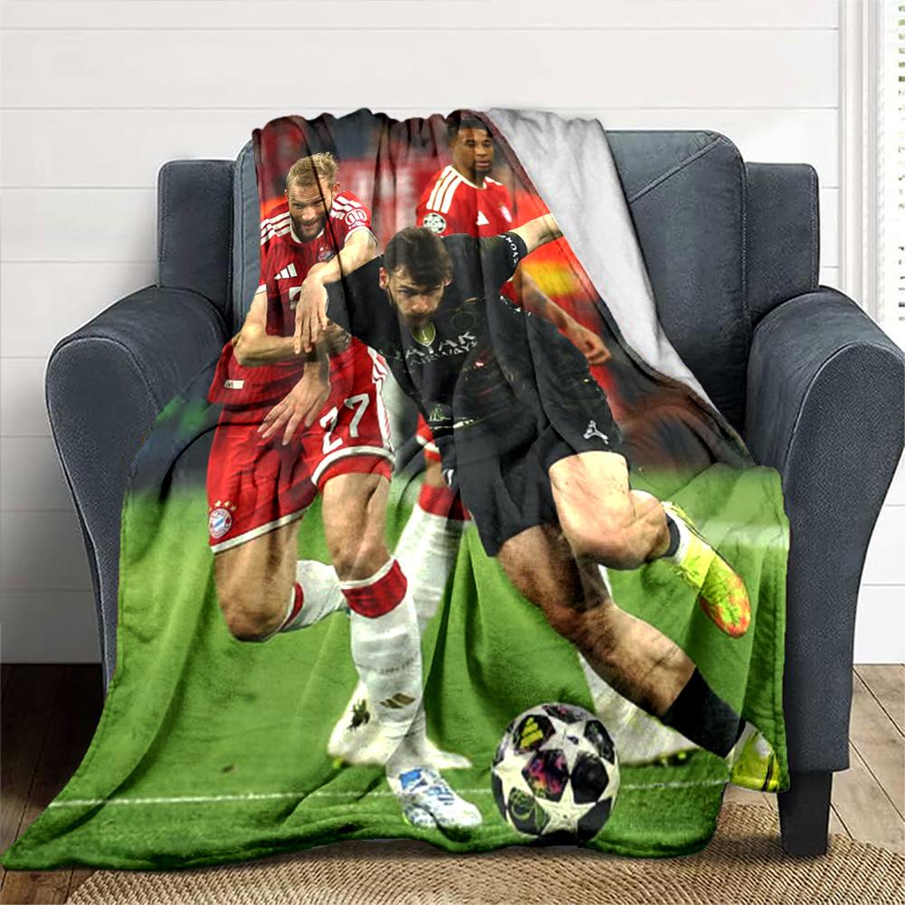 FC Bayern München Fußballspiel Flanelldecke, Fußballspieler Wettbewerb Druck Überwurfdecke, Weiche Warme Sofa Bettdecke, Fan Heim Geschenk