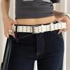 Versatile Leather Waistband Y2k Women's Dress Jeans Belt Gothic Three-Row Wide Belt  Streetwear