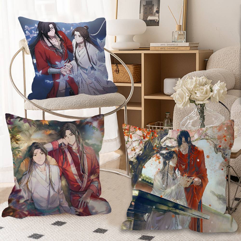 1pc Heavenly Officials Blessing Animation Cushion Cover Car Throw Pillow Case For Sofa Car Christmas Gift 40x40cm 45x45cm