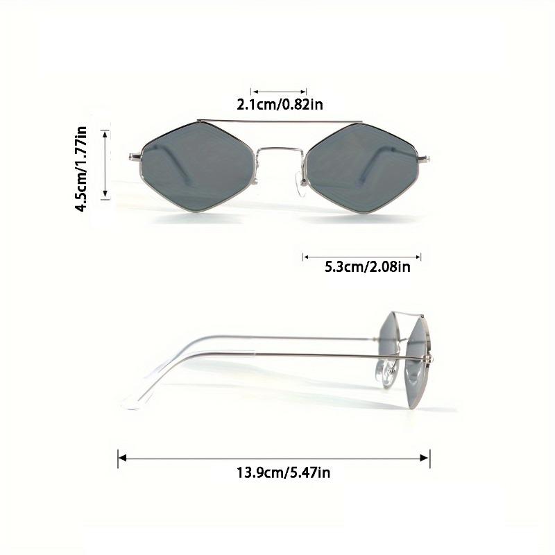Polarize olmayan Vintage Erkek Metal Çerçeve Düzensiz Güneş Gözlüğü Dikdörtgen Çerçeve Moda Gözlükleri Çift Kirişli Poligonal Güneş Gözlüğü