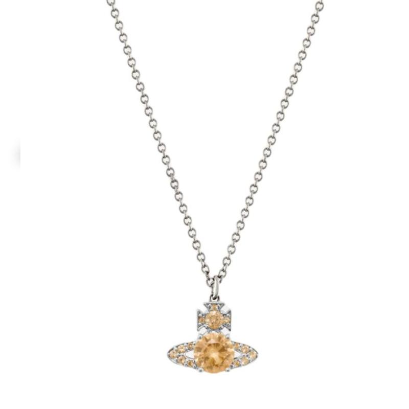 

Vivienne Westwood Ismene Saturn Star Diamond Pendant Necklace Women necklace Silver Champagne 630203D7-02P720 Basic Packaging-Dust Bag+Box