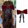 Fashion Retro Rhinestone Velvet Bow Ribbon Hairpin For Woman Temperament Back Of The Head Hair Clips New Year Hair Accessories