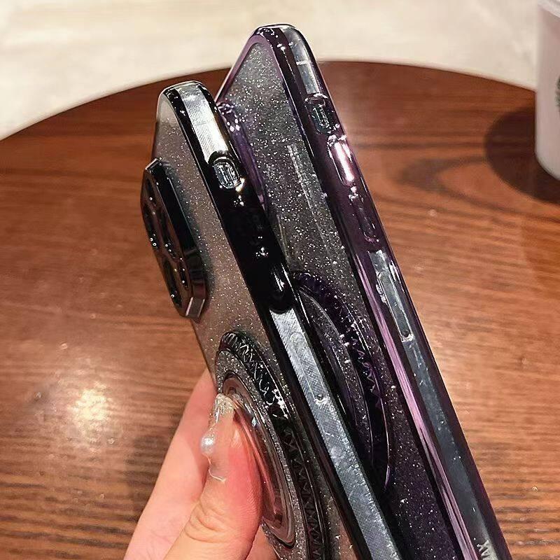 For Samsung Galaxy S25 FE / S26 FE Case with Liquid Glitter Quicksand hourglass Stand Holder Luxury Shiny Gradient Plating Girls Slim