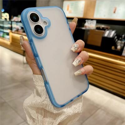 Candy Matte Transparent Jelly Soft Phone Case for iPhone 16 15 14 13 Pro Max Air Cushion Shockproof Bumper Cover