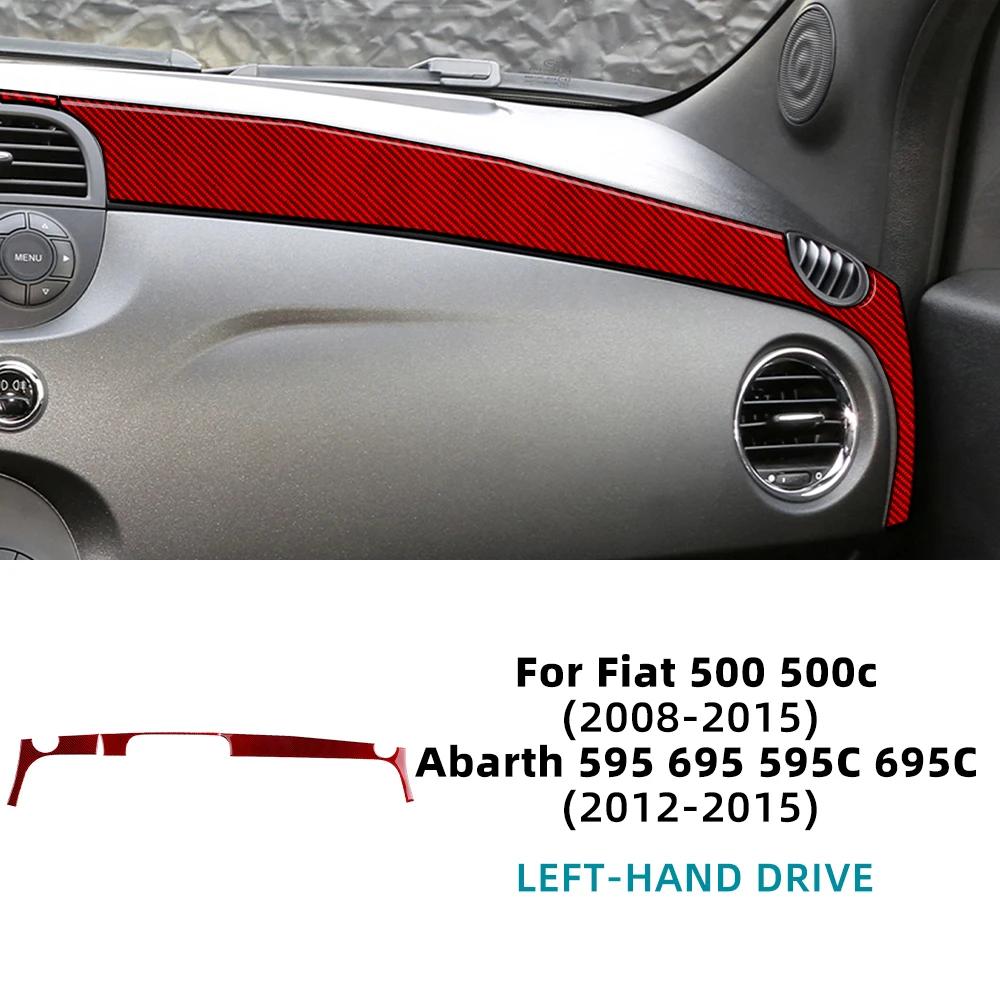 Real Soft Carbon Fiber Car trument Strip Sticker For Abarth 595 695 595C 695C 2012 2013 2014 2015 For Fiat 500 500C 2008-2015