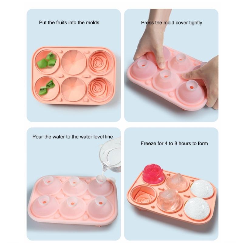 Food Grade Ice Ball Maker Rose Diamantine Sphere Design Ice Mould Nonstick Silicone Tray For Chilling Drink