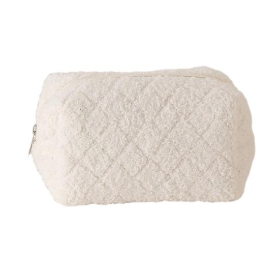 Pen Case Solid Color Large Capacity Zipper Closure Pencil Bag Soft Plush Children Stationery Organizer