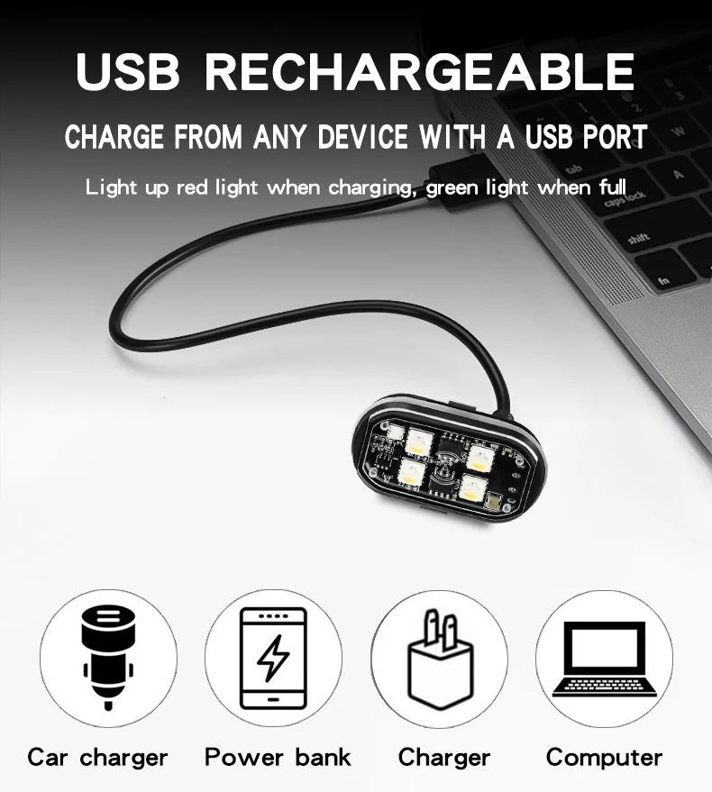 Car Motorcycle Warn Lights Remote Control RGB Flashing Light Universal Modification Wireless Rechargeable for Bike Warning Light