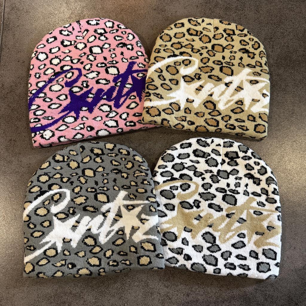 Leopard Letter Print Knitted Hat With Warmth For Winter Streetwear Fans