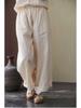 Women's Three-Season Retro Elastic Waist Wide-Leg Pants - Simple and Stylish In Raw Embryo Color