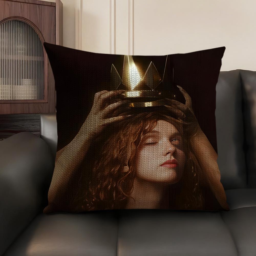 Medieval European Lady Cushion Cover Natural Linen Organic Fabric DoubleSided Printing Sofa Home Decor Gift Pillow Case